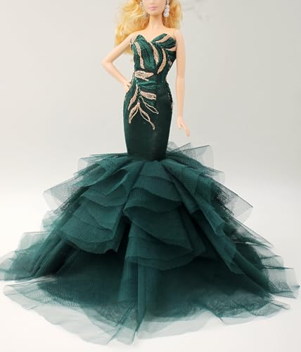 Cora Gu Handmade Classic Jade Green Embroidery Mermaid Dress Wedding