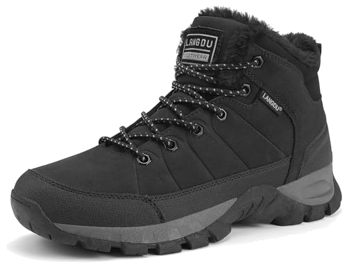 LANGDU Botas Hombre Invierno Zapatos Impermeables Senderismo Montaña Botines,Negro 7,42EU LANGDU Botas Hombre Invierno Zapatos Impermeables Senderismo Montaña Botines,Negro 7,42EU