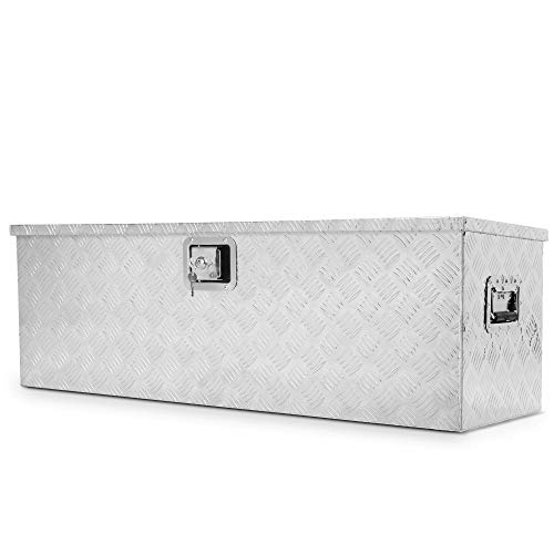 Arksen 49 Inch Heavy Duty Aluminum All Purpose Underbody Lock Storage Trailer Truck Trailer Chest Box Underbed Tools Organizer With Side Handle And Key Set – Silver #TOP2