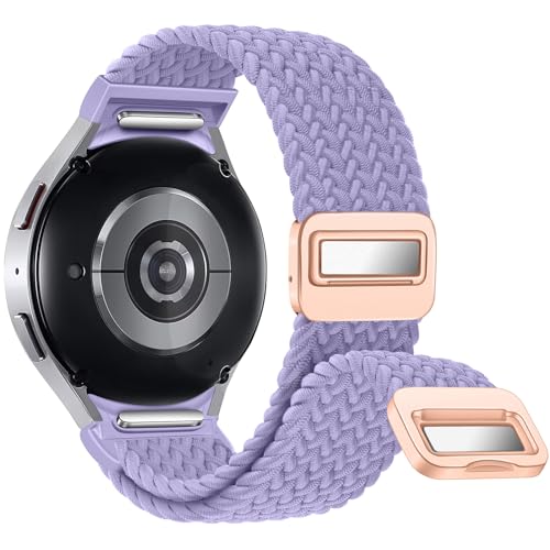 BAEEAT One Click No Gap Magnetic Band Compatible with Samsung Galaxy Watch 4 5 6 Band 40mm 44mm/Watch 5 Pro Band 45mm/Galaxy Watch 4 6 Classic Band 42mm 46mm 43mm 47mm Stretchy Braided Strap Women men