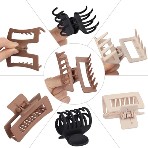 Image of ANNA CREATIONS 9 Pcs Korean Fashion Matte Hair Claw Clips Strong Hold Hair Clutcher for Thick & Thin Hair Accessories for Women & Girls