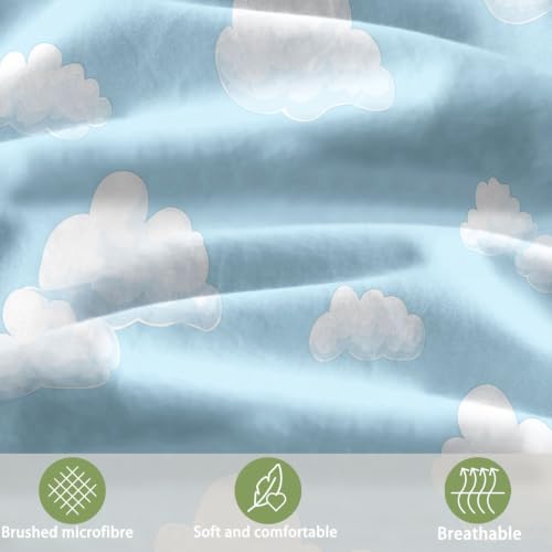 Housse de Couette 90x190cm Bleu Clair Parure de Lit Enfant Nuages 2 Pièces - 7