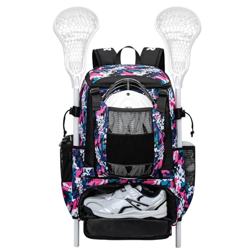 KAVIGOR Lacrosse Bag 65L Extra Large Lacrosse Gear Backpack with Multi-Pocket Design Helmet Holder & Ventilated Shoe Compartment