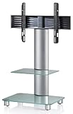 VESA 200x100 bis 600x400 mm VCM TV-Standfuß LED Halterung Ständer Fernseh Standfuss Alu Glas Universal Silber VESA Mobil Rollen Tosal Zwischenboden
