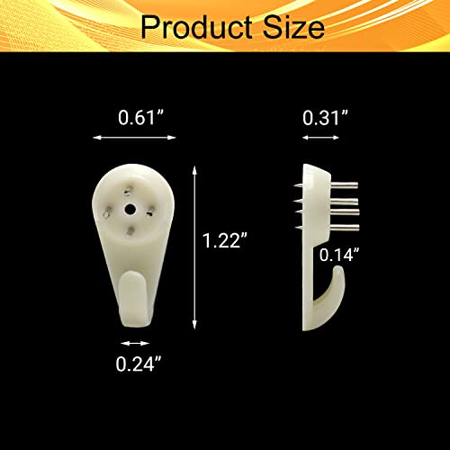 Image of Picture Hangers Ceiling Hooks Professional Photo Frame Hooks Kit with Nails for Hanging Plants Mugs Wind Chimes Utensils White 50PCS