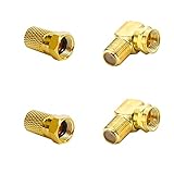 Packung: 2X F-Stecker 10mm + 2X F Winkel Adapter 90 ° Grad.