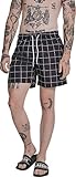 Urban Classics Herren Badehose Check Swim Shorts, Schwarz (Black/White), 5XL