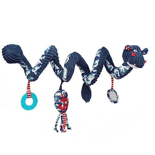 LES DEGLINGOS - Spirale d’activités Hippipos l'hippopotame - jouet d’éveil pour bébé avec activités sonores et tactiles - 1 pièce - Bleu - 40cm...