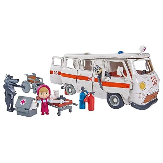 Simba 109309863 – Masha och björnen lekset ambulans 20 cm