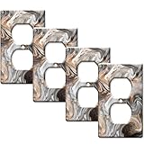 Aionep -Single Toggle 4 Pack Light Switch Cover Grey Brown Swirl Marble/Granite Print Textured...