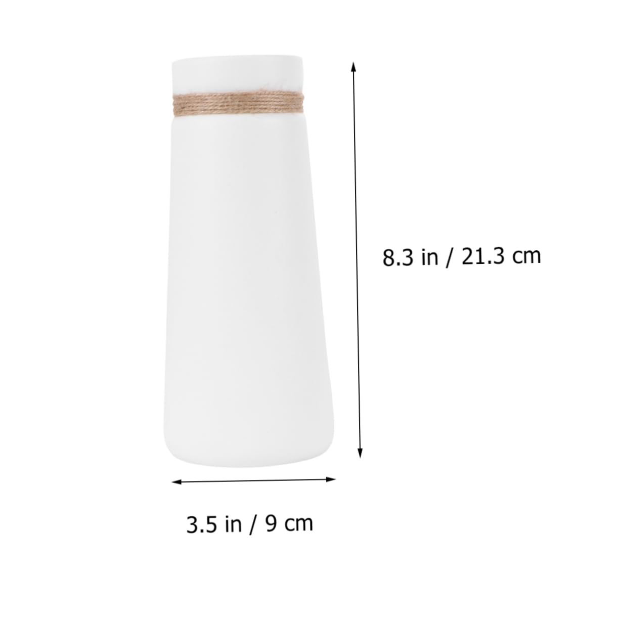 Jarrón de Cerámica Blanco Cuerda para Decoración de Escritorio | Estilo Moderno y Creativo, Pieza de Hogar sin Plantas, Acabado Sencillo