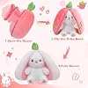 MIAODAM Easter Bunny Stuffed Animal, Carrot and Strawberry Bunny Plush Turn Into Rabbit Fruit Doll, Plushies Funny Bunny Toy for Girls (Strawberry Rabbit, 10inch)