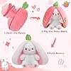 MIAODAM Bunny Stuffed Animal Reversible Cuddle Bunny Stuffed,Strawberry Bunny Transformed Rabbit Plush Zipper,Turns Into Ears Bunnies Plushies Toy Cute Stuffy Doll Easter Girlfriend Gift #1