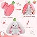 MIAODAM Bunny Stuffed Animal Reversible Cuddle Bunny Stuffed,Strawberry Bunny Transformed Rabbit Plush Zipper,Turns Into Ears Bunnies Plushies Toy Cute Stuffy Doll Easter Girlfriend Gift