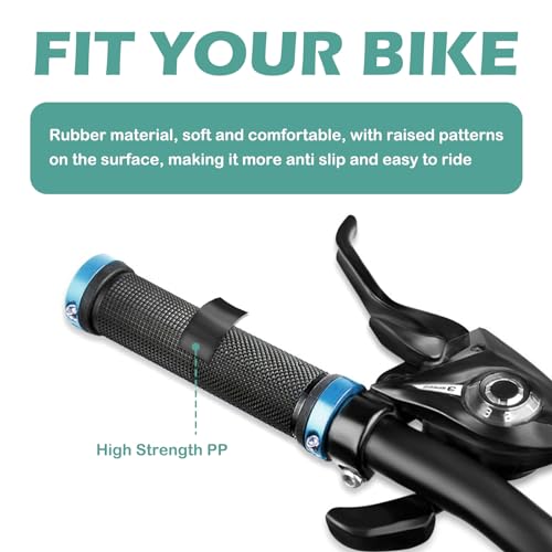YTOOK Bike Handlebar Grips, Blue Non-Slip Rubber Mountain Bike Grip with Aluminum Lock, BMX Grips and MTB Grips - Image 3