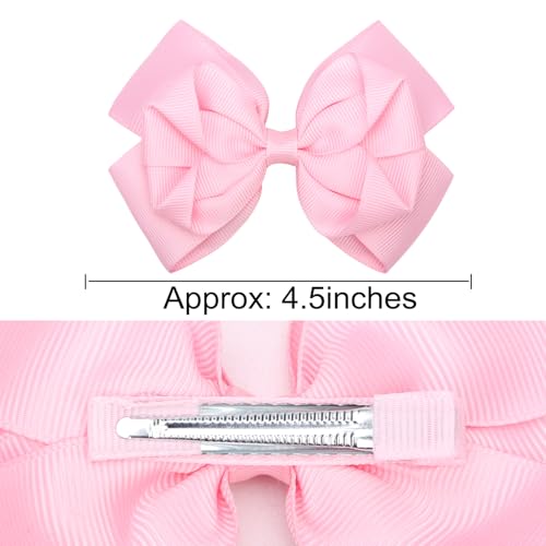 Moños para cabello con clip cocodrilo rosa miniatura 4