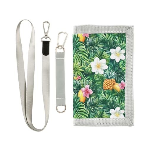 FOLIOSA Tropical Floral Kids Wallet for Boys Girls Youth, Compact Fabric 4.9×2.9 in
