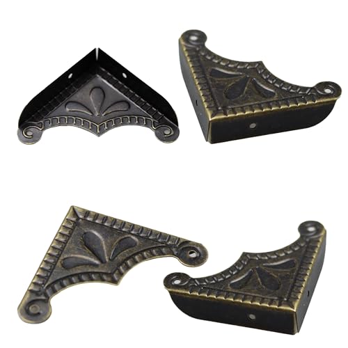Image of 12Pcs Decorative Metal Box Corner Guard Protectors, 1.5 inch x 1.5 inch Antique Bronze Edge Covers for Furniture, Jewelry Boxes, Cabinets