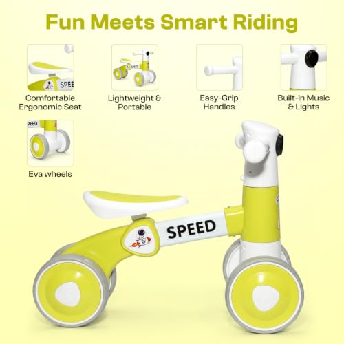 Image of Toyzone Impex Pvt Ltd Toyzone Balance Bicycle Green |Bicycle Ride On|Push Cycle with Music & Lights |Manual Mini Ride on for Boys & Girls|Sturdy First Riding Toy | Kids