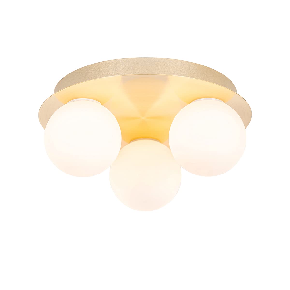Qazqa Plafón de baño moderno latón 3 luces - Cederic Acero/Vidrio Redonda Adecuado para LED Max. 3 x 40 Watt