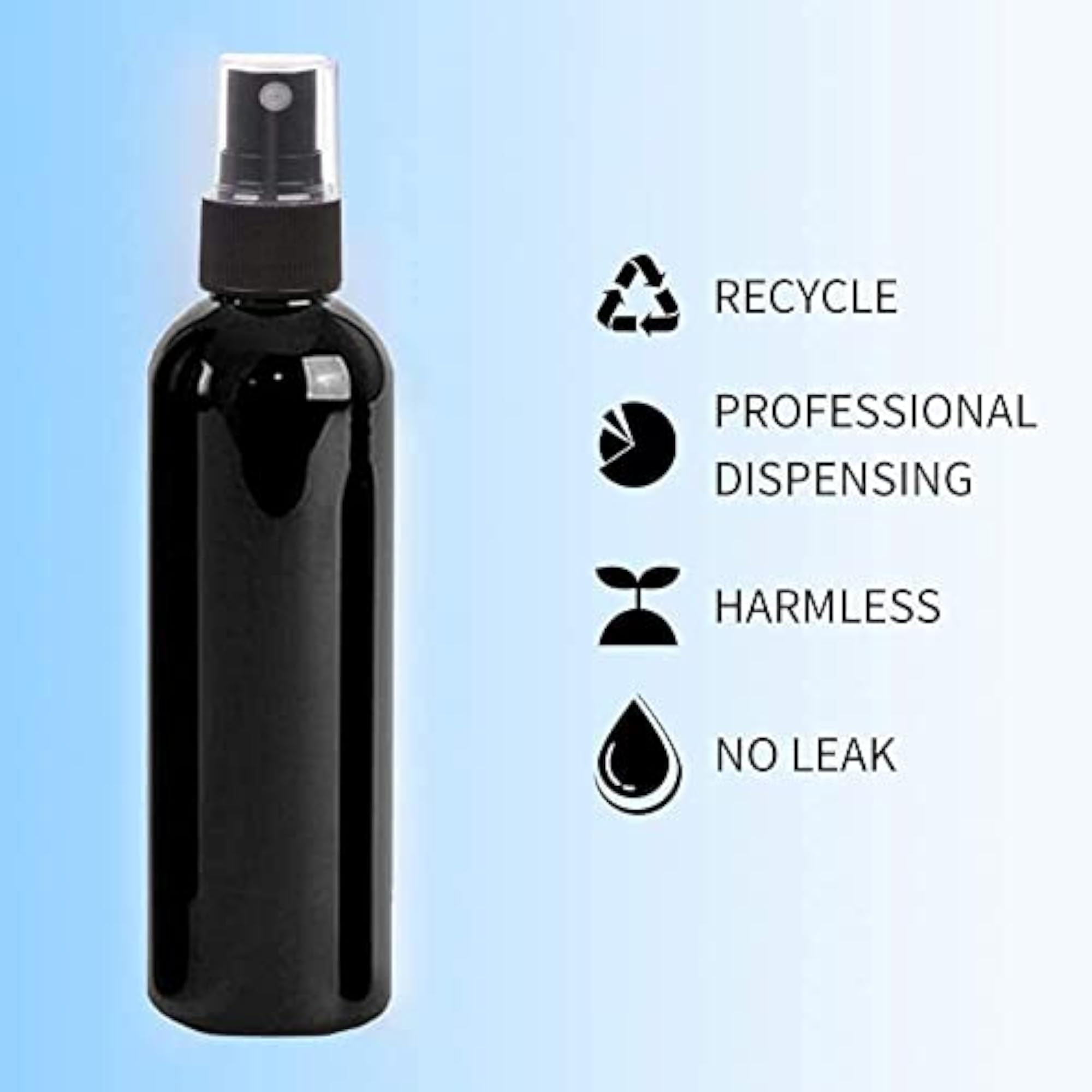 100ml Black Cylindrical Empty Spray Bottles, Set of 4