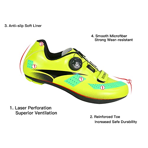 Darevie Men's Breathable Road Cycling Shoes,Cycling Footwear Self-Locking Shoes Delta Cleats,Non-Slip Bike Shoescy For Men Green #TOP1