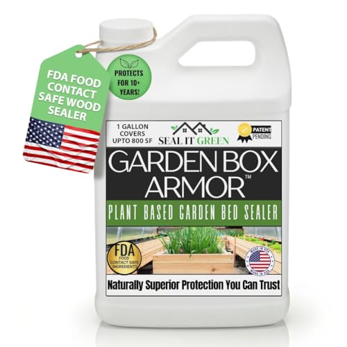 Garden Box Sealer | FDA Food Contact Safe Plant-Based Wood Sealant for Raised Bed Planter & Pet House. Protects All Wood Types from Water & Weather Damage |