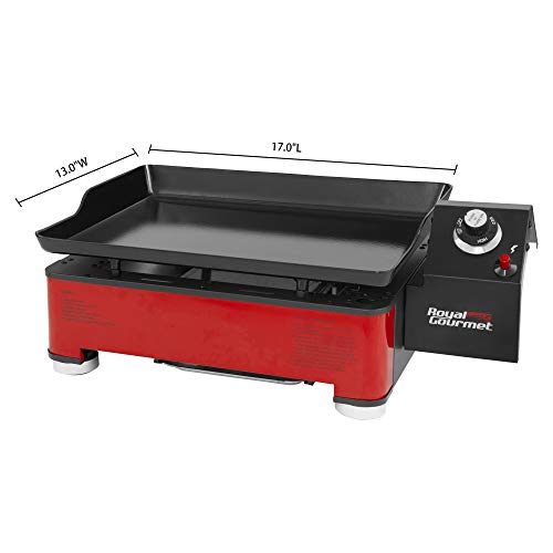 Royal Gourmet Pd1202R Portable Table Top Propane Gas Grill Griddle, 12,000-Btu, For Outdoor Cooking While Camping Or Tailgating, 18-Inch, Red, 1-Burner Grill #TOP6