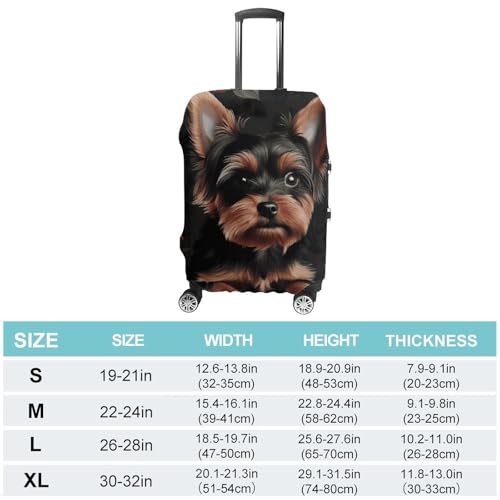 Yorkie Puppy Luggage Cover, Washable Elastic Suitcase Cover Protector Fit 18-32 Inch Luggage2