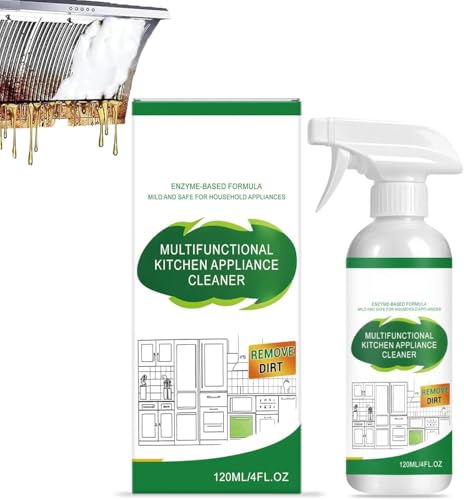 Multifunctional Kitchen Appliance Cleaner 120ml Fly Cleanse Cleaner Greasy Dirt Clean Spray Stainless Steel Cleaner Spray for Range Hoods & Stovetops Oil Grime Remover for Kitchen Cleaning (1PC)