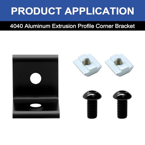 Image of 24 Pack 4040 Corner Bracket Connector 40 Series Aluminum Extrusion Profile Accessories Hardware, 90 Degree Angle Bracket for 40x40 Extruded Aluminum Black