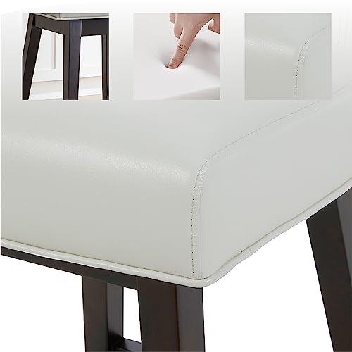 Chita Modern 26" Counter Height Swivel Barstool Set Of 2, Comfortable Faux Leather Swivel Stool, Pure White #TOP4