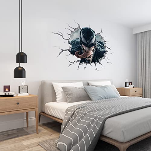 Cpszship Venom Wall Decal 3D Marvel Comics Superhero Venom Wall Sticker, Self-Adhesive Vinyl Mural For Boys Room Kids Bedroom Living Room Playroom Wall Decor(15.7 X 23.6 In） #TOP1
