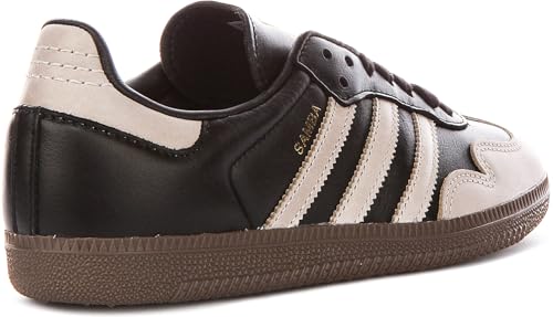 Image of adidas Originals Samba OG Women's Sneakers, Core Black /Wonder Beige /Gold Metallic, Size 7.5