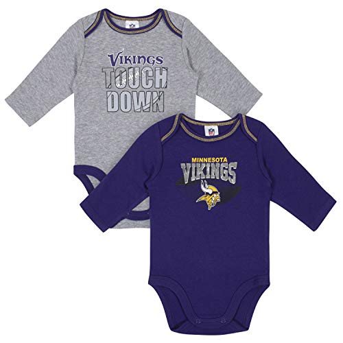 Image of Gerber NFL unisex-baby Nfl Team 2 Pack Long Sleeve Onesie Bodysuit