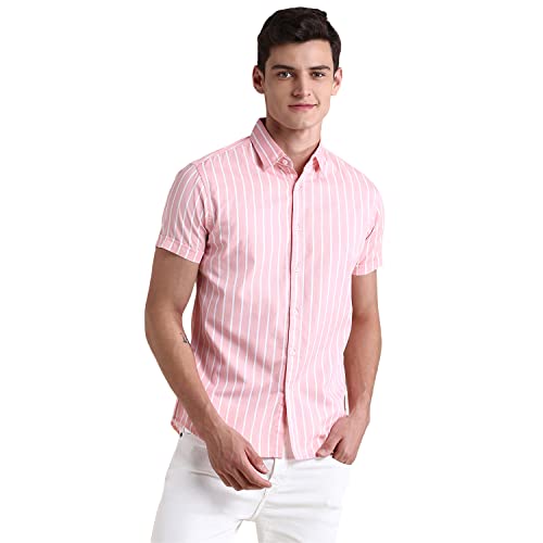 Image of Dennis Lingo Men Stripes 100% Cotton - Slim Fit Shirt
