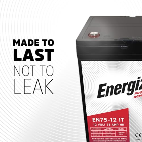 Image of Energizer EN75-12IT, 12 Volt 75 Amp Hr, Long Lasting Sealed Lead Acid AGM Rechargeable Battery Ideal For Use In Wheelchairs, Electric Scooters, Sump Pumps, and more