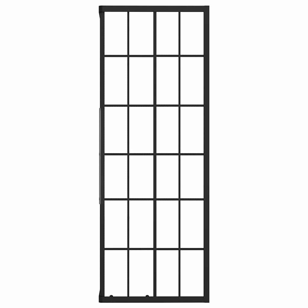 Kabina prysznicowa ESG 80 x 80 x 180 cm z profilem aluminiowym i czarnym nadrukiem rastrowym, przezroczyste szkło, kabina prysznicowa z drzwiami wahadłowymi, w zestawie materiał montażowy do