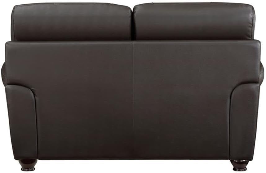 Pemberly Row 2-Piece Sofa Set, Top Grain Leather with Faux Leather, Dark Brown Finish, Nailhead Trim, Rolled Arms, High-Density Foam, Traditional Style for Living Room, Solid Wood Frame, Espresso