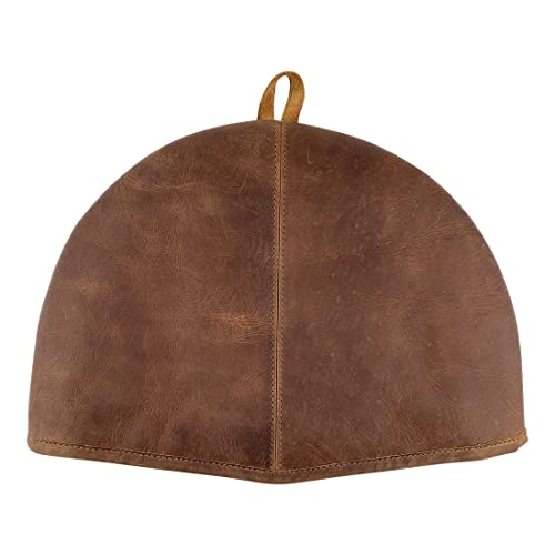 Cast Leather Co., Teapot Cosy Handmade From Full Grain Leather - Pot Cover To Insulate And Keep Liquids Warm - Tea Time Accessory, For Large And Small Teapots - Durable, Heat Resistant - Bourbon Brown #TOP1