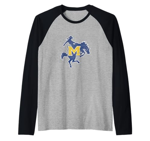 McNeese State University Cowboys Distressed Primary Raglan Baseball Tee