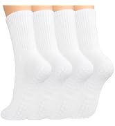 MIHAIR Pilates Yoga Socks with Grips for Women - Crew Length Ballet Barre Socks - Sticky Workout ...