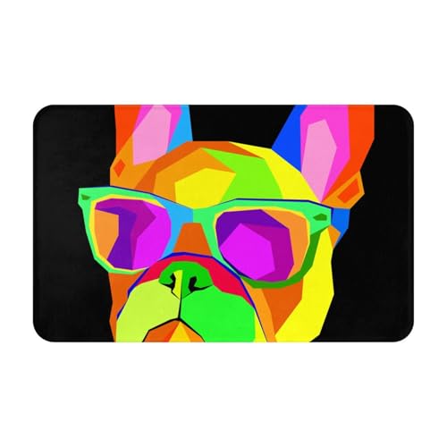 滑り止め、洗濯可能、吸水性と耐久性に フロアマット。屋内外での使用に最適。家庭、オフィス、商業スペースに最適です。(ブルドッグ、フレンチブルドッグ、かわいい子犬、ハンドメイド、子犬用)