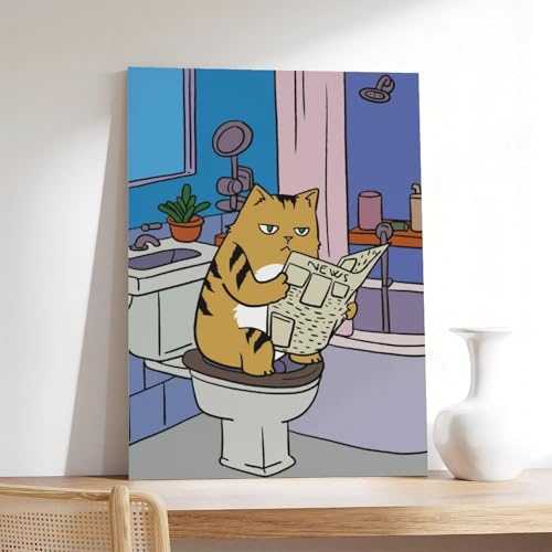 Chat lisant un journal sur toile pour sublimer un mur vide