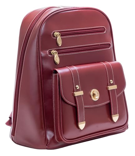 McKleinUSA Women's Leather Business Laptop Tablet Backpack, Red, Small3