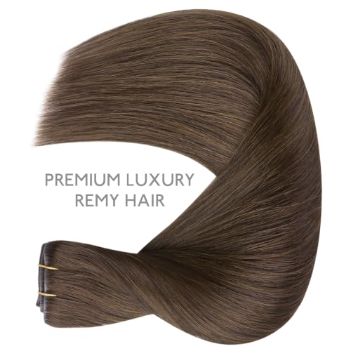 Image of WENNALIFE Invisible Edge Seamless Clip in Hair Extensions Real Human Hair