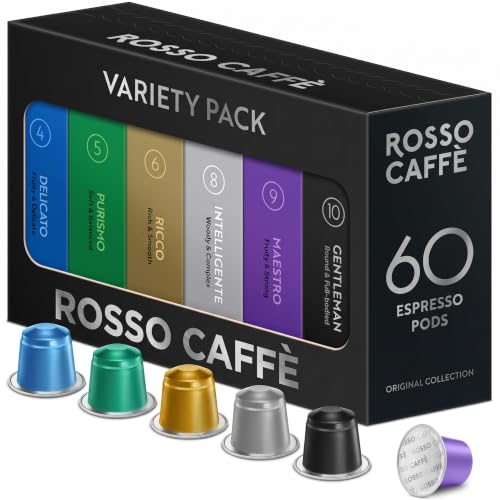 ROSSO CAFFÈ 60 Espresso Coffee Pods for Nespresso...
