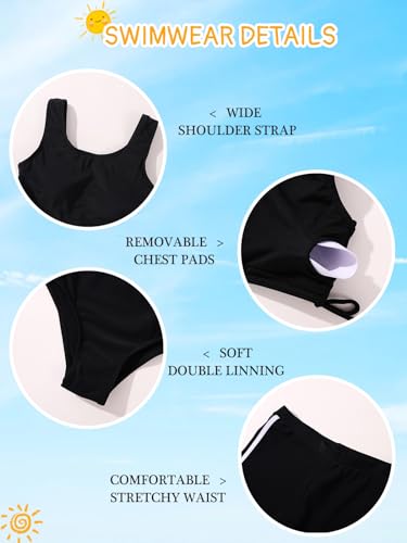 Girl's 3 Piece Bikini Bathing Suit Printed Sport Swimsuits with Shorts Cove Up Sets Teen Girl's Swimwear3