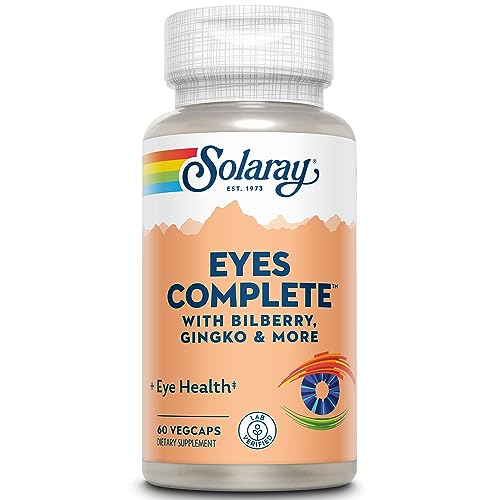 Image of SOLARAY Eyes Complete, Vision and Eye Support Supplement with Bilberry Extract, Ginkgo, Lutein, Beta Carotene and More, Lab Verified, 30 Servings, 60 VegCaps