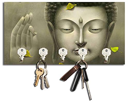 Studio Shubham Buddha Wooden Key Holder (22cm X 12cm X 3cm)